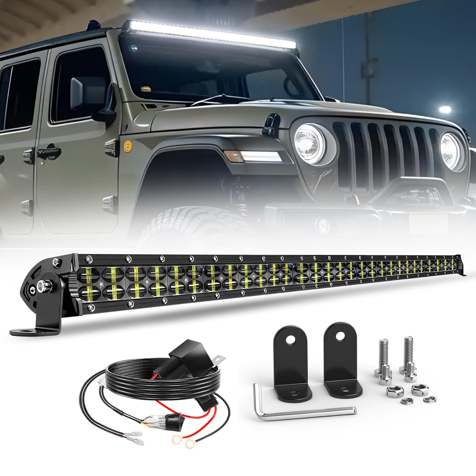 CO LIGHT 32" Light bar auto 35000LM Doppelreihe 6D-Linse LED balken 12v/24V IP68 Mischstrahl Geeignet für landwirtschaftliche Traktoren, 4x4 Fahrzeuge, Lastwagen und Wohnwagen (78cm) 32 zoll +Leitung