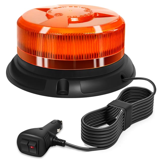 AnTom rundumleuchte 9 Blitzmuster 12V 24V Gelb Warnleuchte led magnet mit 3 Meters-Kabel für Auto LKW Traktor Golfwagen SUV