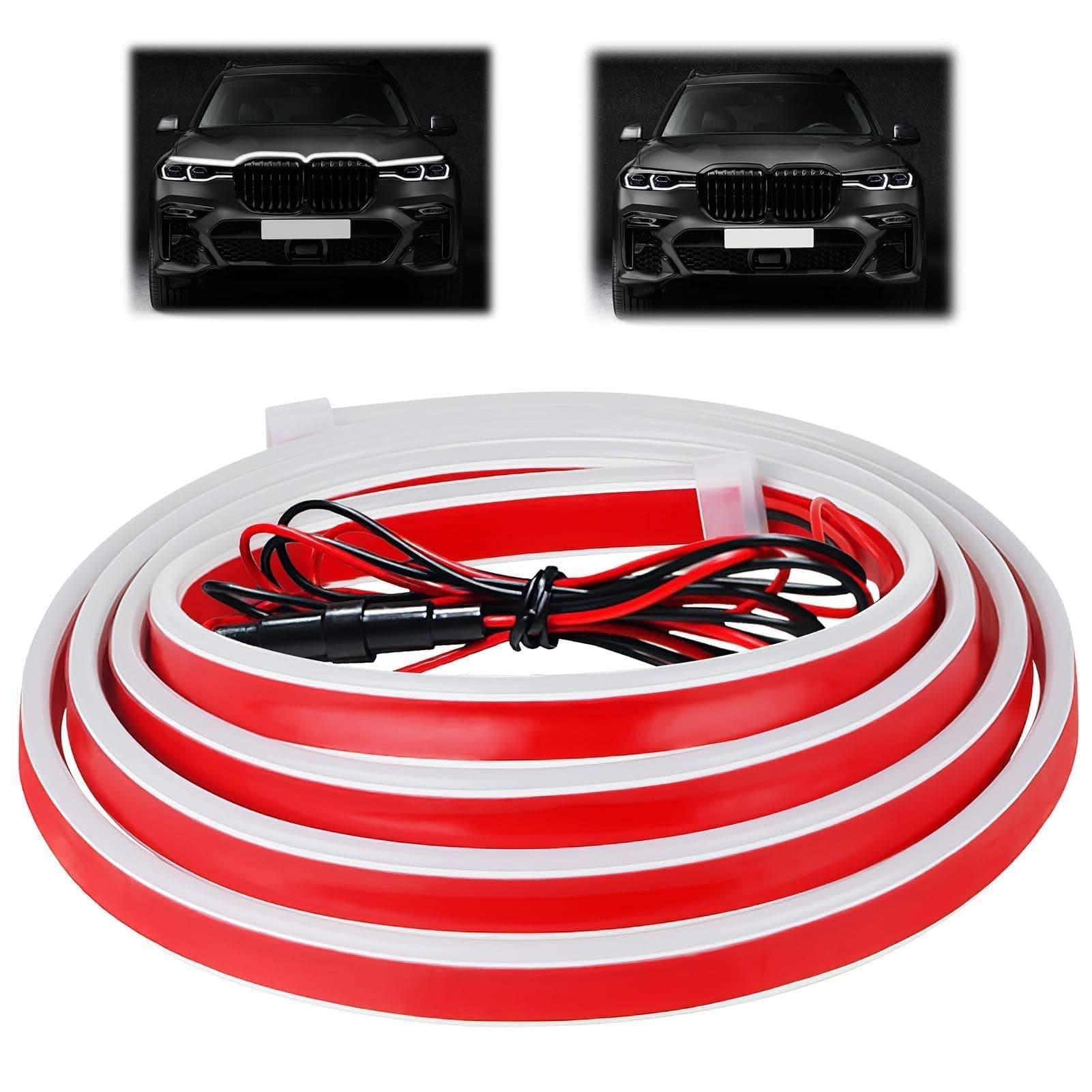 LANAFAY LED Tagfahrlicht 160cm, LED Tagfahrlicht 10-16V, Car Hood Light Strip Flexible Waterproof, Decorative Light Bar, LED Strip Auto für Autos, SUVs, LKWs