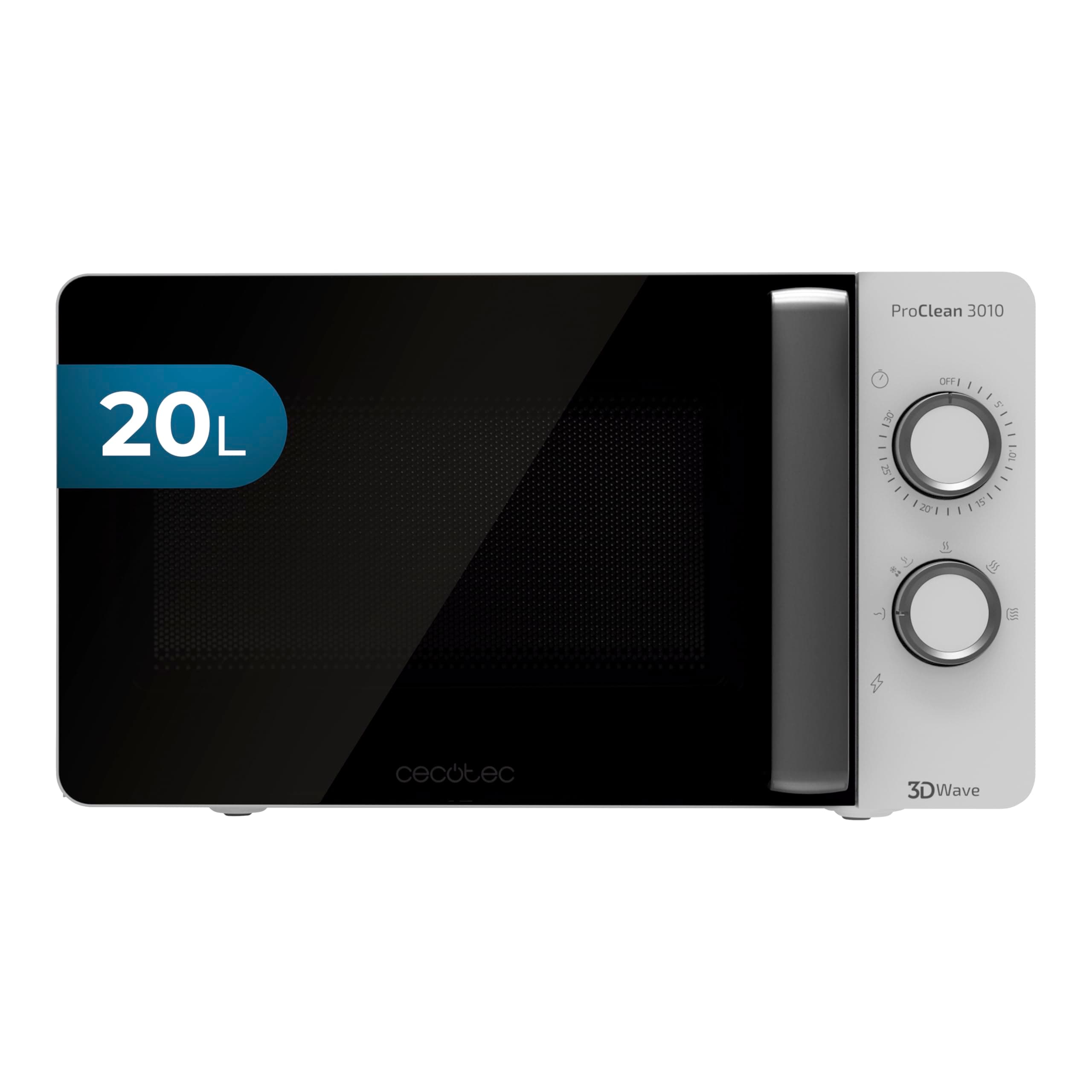 Microondas ProClean 3010, 20 Liter- Kapazität, Ready2Clean-Beschichtung, 700 Watt-Leistung, 6 Funktionsstufen, 30 Minuten-Timer, Auftauhmodus, Weiße Endverarbeitung 20L | Proclean