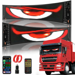 2er Led Augen für LKW Auto(12 * 59.5cm), Devil Eyes Light for Cars, Anzeige Bunter Weicher Bildschirm Programmierbare LED Laufschrift Leuchtreklame mit Smart App und Fernbedienung Bluetooth USB 5V Angebot bei HelloDeals