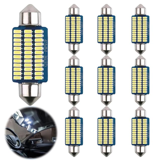 FFTANXS Led innenraumbeleuchtung auto, Led Auto Innenbeleuchtung 41MM Kaltweiss, LED Innenbeleuchtung Streifen,Plug and Play 12V innenraumbeleuchtung,Auto Beleuchtung Innenraum, Auto Licht Innenraum Weiß2