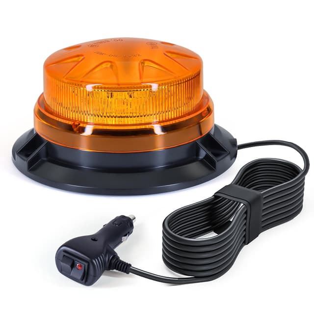 AnTom Rundumleuchte,12V-24V Gelb Rundumleuchte LED mit magnetischem und 3 Meters-Kabel für Gabelstapler-Traktor Golfwagen UTV Anhänger SUV-Neues Upgrade Gelb - Aufgerüstet