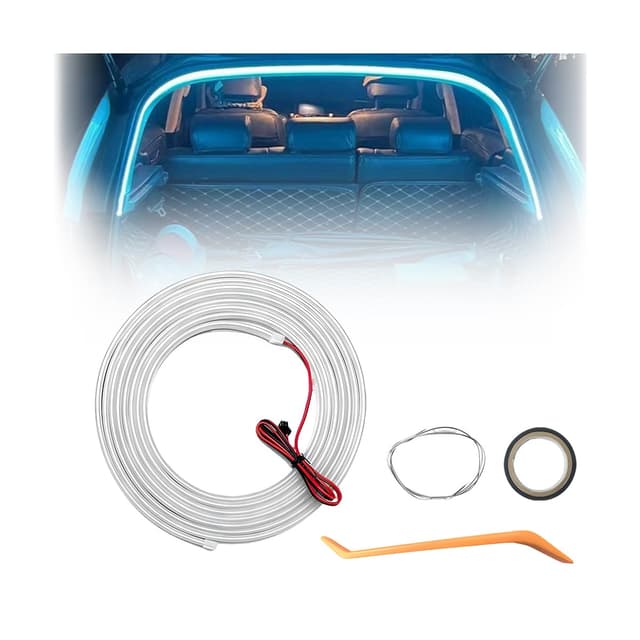 Czerio Dynamic Flowing Car Trunk Light Strip, Kofferraum Beleuchtung Led Band, Automatischer Sensor Tail Box Light Strip, Kofferraum Lichtstreifen Lichtleiste (Blau, 4m Dynamischeslicht) Blau 4m Dynamischeslicht