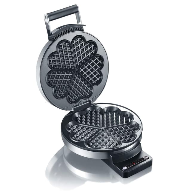 GRAEF Waffeleisen Hörncheneisen WA80 Edelstahl, Herzchenform, Kabelaufwicklung mit Steckerhalter, Platzsparendes Format, Antihaftbeschichtung Edelstahl Matt Single