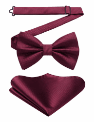 HISDERN Fliege mit Einstecktuch fur Herren Einfarbig Einstellbar Smoking Fliege fur Hochzeit, Party C Bordeaux 2 Einheitsgröße Angebot bei HelloDeals