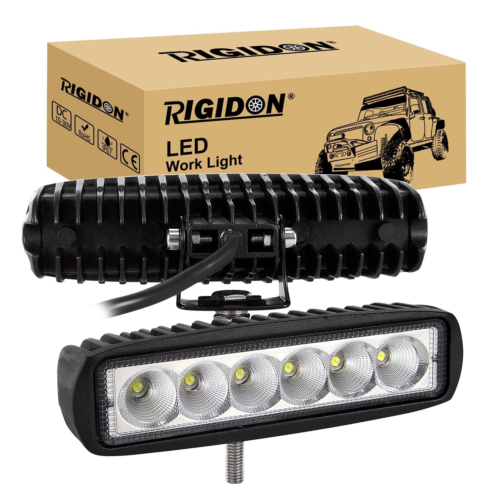 RIGIDON 2 Pcs led lichtleiste, 18W 6 Zoll 15cm led flutstrahler Offroad Beleuchtung für Auto SUV ATV, Traktor, LKW, 4x4 6000K Weiß led nebelscheinwerfer, led arbeitsscheinwerfer, led arbeitslicht 2Pcs 18W led flutlichtstrahler