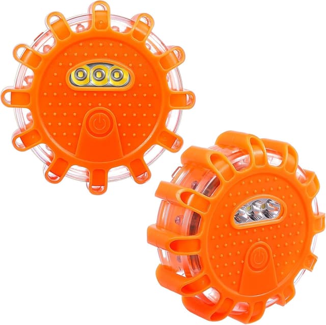 2 Stück LED Warnleuchte, Rundumleuchte LED Warnblinkleuchte mit Magnet und Haken, Wasserdicht,9 Blinkmodi, Batteriebetrieben Warnleuchten Notbeleuchtung Warnlampe Panne für Camping Bergsteigen Wandern