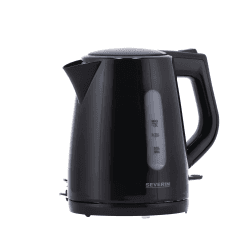 SEVERIN Wasserkocher, Central-Cordless-System, abwaschbarer Kalkfilter, 2.200 W, ca. 1,0 L, Kunststoff, schwarz, WK 3410
