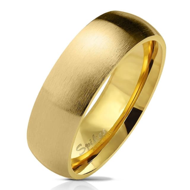 Bungsa Ringe für Damen & Herren - Silber, Rosegold, Gold, Blau, Schwarz - Damenring aus Edelstahl Matt - Edle Verlobungsringe, Freundschaftsringe & Partnerringe Gold 60 (19.1)