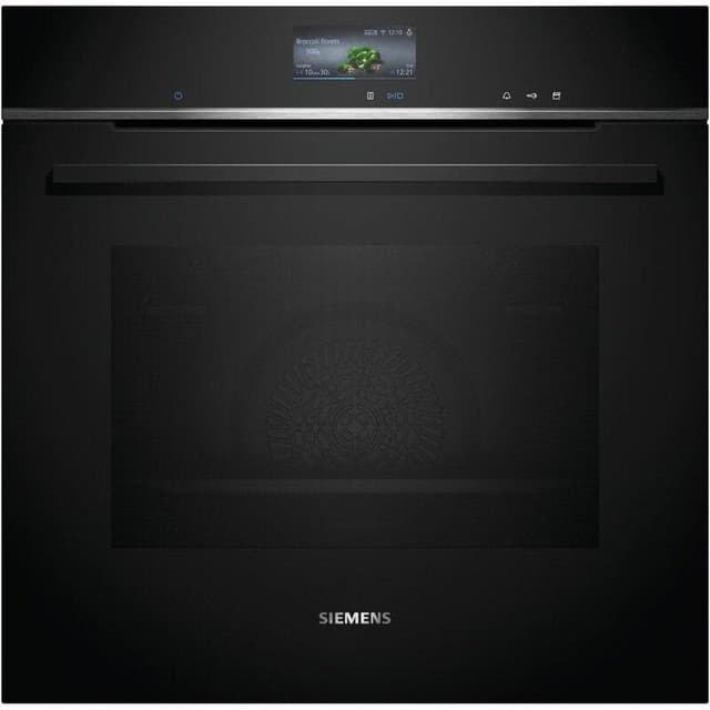 Siemens HR776G1B1, iQ700 Smarter Einbau-Backofen mit Dampffunktion, 60 x 60 cm, Made in Germany, Schwarz, activeClean Pyrolyse & humidClean Hydrolyse, Air Fry, Automatikprogramme, Farbiger Touchscreen iQ700 - mit Dampfunterstützung Selbstreinigung - Pyrol