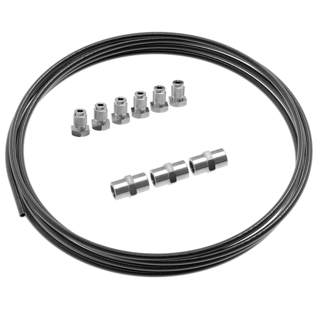 2m Bremsleitung Ø 4,75mm Stahl im SET + 6 Verschraubungen + 3 Verbinder M10 x 1 DIN 74 234 konform verkupfertes Stahl-Bremsrohr im Sortiment für Bördel F