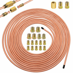 mxuteuk 3/16 Zoll x 25 Fuß Bremsleitungs-Kit flexible Kupferlegierung Bremsleitungsspulen mit 18 umgekehrten Erweiterungsanschlüssen und 1 Stecker nach SAE-Standard