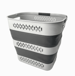 SAMMART 40L Zusammenklappbarer Wäschekorb aus Kunststoff mit Griffen – faltbarer Pop-Up-Aufbewahrungsbehälter/Organizer – tragbarer Wäschesammler – platzsparend (1, Grau) 1 Grau