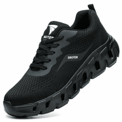 HEOAARG Arbeitsschuhe Herren Damen Sicherheitsschuhe mit Stahlkappe,Arbeitsschuhe Leicht Safety Shoes Atmungsaktiv Stahlkappenschuhe Sneakers 44 EU Schwarz