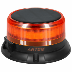 AnTom Rundumleuchte Akku Solarenergie mit 9 Blitzmustern, 12V 24V Gelb Warnleuchte LED Magnet mit Kabel und USB-Kabel für Auto, LKW, Traktor, Golfwagen, SUV，Notfallfahrzeuge und Baustellen