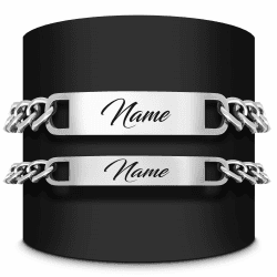Armband mit Gravur | Partnerarmbänder mit Gravur | Hochwertiges Pärchenarmband in Silber | Persönliche Namensgravur | Freundschaftsarmband (mit Gravur)