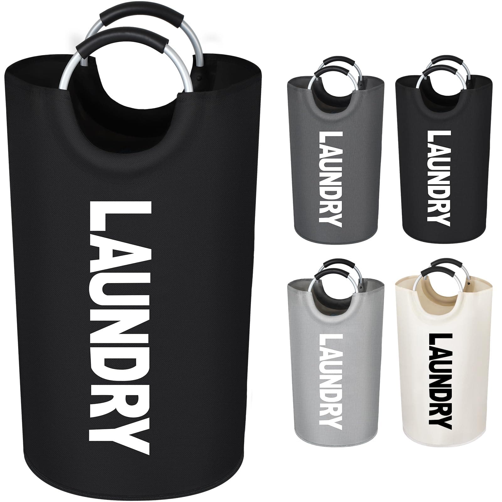 Votoko Wäschesammler mit Griff, 82L Wäschekorb Faltbare Wäschesack aus Oxford-Stoff, Wasserdicht Wäschebehälter Laundry Baskets, Wäschesortierer Aufbewahrungsbehälter für Schlafgemach, Schwarz 82 L Schwarz