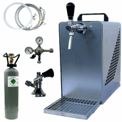 Bierzapfanlage BieTal® Bierkühler Zapfanlage mit Kühlung 30 Liter/h - SET - Typ A - 2 Kg CO2 Keg - Typ A Flach 2 kg