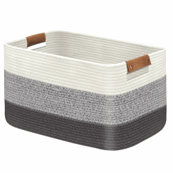 Goodheim Wäschekorb Groß, Wäschesammler Aufbewahrungskorb Geflochten，Faltbarer Korb mit Henkel für Decken Spielzeug Kinderzimmer，Laundry Baskets 55 x 38 x 30 cm, Farbverlauf Grau 63L Farbverlauf Grau Angebot bei HelloDeals