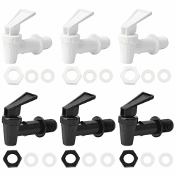6 Stück Kunststoff Getränkespender Zapfhahn, Wasserspender Ersatzzapfen, Ersatzhahn, geeignet für Kalte und heiße Getränke, für Bierfass, Glas, Kaffee, Saft, Trinkbrunnen, Schwarz und Weiß