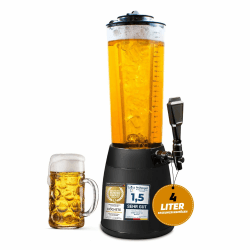4,0L Biersäule Zapfsäule Kult Biertower Trinksäule Getränkespender Getränkesäule mit 1,3L Eiskühlung (Schwarz)