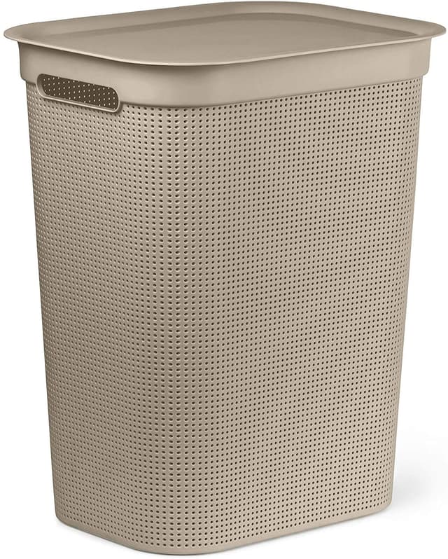 Rotho Brisen Wäschesammler 50l mit Deckel und 2 Griffen, Kunststoff (PP) BPA-frei, cappuccino, 50l (43.1 x 34.0 x 52.9 cm)