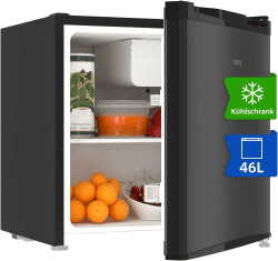 CHIQ Mini Bar Kühlschrank 46 L, Mini Kühlschrank, Temperaturregelung, 80 kWh/Jahr, Sehr Leise 39dB, Büro, Camping, Schlafzimmer, Hotel, Kühlschrank klein, wechselbarer Türanschlag, Schwarz Schwarz Mini Kühlschrank Schrawz