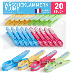 culiclean Wäscheklammern ohne Abdruck stabil bunt 20x Wäscheklammer blau gelb grün rosa pink, robuste Kluppen Soft Grip Clip Clothes Pegs UV beständig Klammern zum Aufhängen von Wäsche, Socken Blau-gelb-grün-rosa