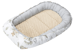 Medi Partners Babynest Nestchen für Neugeborene - 100x60x15 Babynestchen Baby zweiseitg Nest Bett 100% Baumwolle Minky Kuschelnest tragbar (Safari mit beige Minky) Babynest mit herausnehmbarem Einsatz Safari mit Minky Beige Angebot bei HelloDeals