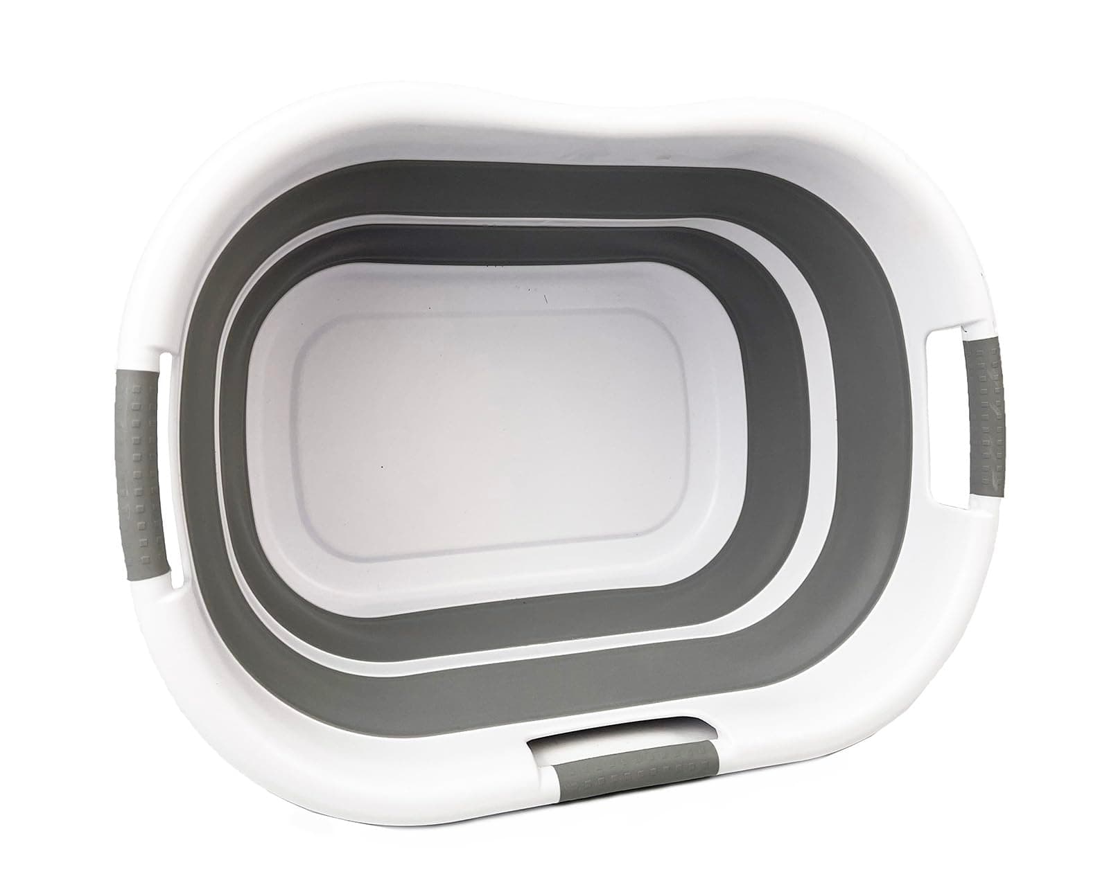 SAMMART 30L zusammenklappbarer Wäschekorb aus Kunststoff – faltbarer Pop-Up-Aufbewahrungsbehälter/Organizer – tragbare Waschwanne – platzsparender Wäschekorb (Weiß/Grau) 1 Weiß/Grau