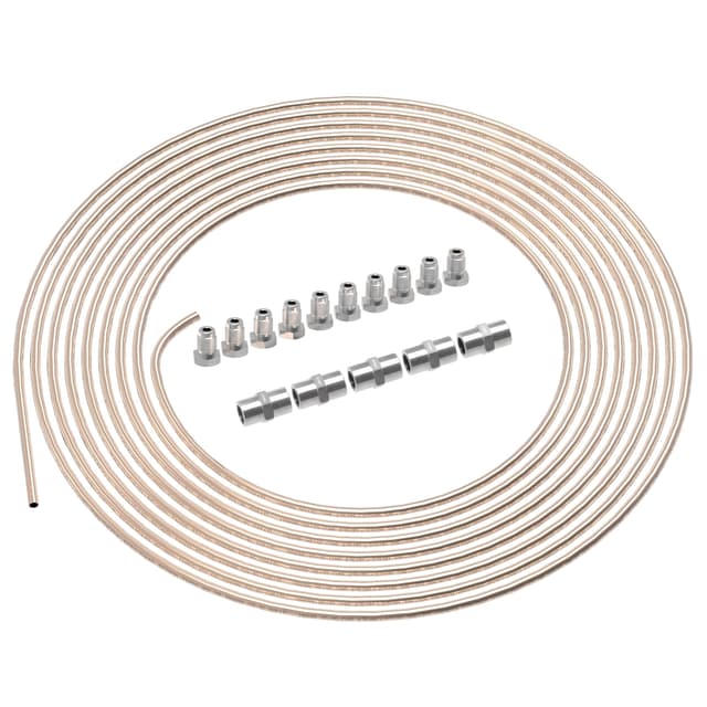 AUPROTEC 5m Bremsleitung Ø 4,75mm Kunifer mit ABE im SET + 10 Verschraubungen + 5 Verbinder M10 x 1 DIN 74 234 konform Kupfer-Nickel Bremsrohr im Sortiment für Bördel F