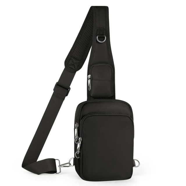 Anti Diebstahl Umhängetasche für Herren Damen – Wasserdicht Brusttasche mit Reißverschluss Lock, RFID-Blockierung, verstellbarer Schultergurt und mehreren Taschen für den täglichen Gebrauch und Reisen Schwarz