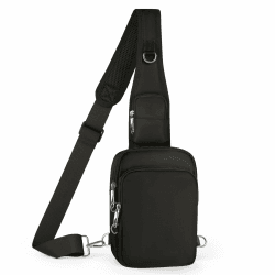 Anti Diebstahl Umhängetasche für Herren Damen – Wasserdicht Brusttasche mit Reißverschluss Lock, RFID-Blockierung, verstellbarer Schultergurt und mehreren Taschen für den täglichen Gebrauch und Reisen Schwarz