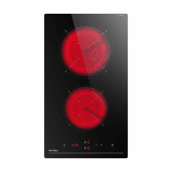 Hermitlux kochfeld 28,8cm, Glaskeramik Kochfeld 2 Platten, 9 Leistungsstufen, Touch-Steuerung, Timer, Kindersicherung, Geeignet für Alle Töpfe, 3300W Glaskeramikkochfeld 2 Zonen - 3300w(touch Control)