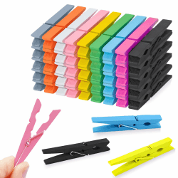 HAALII Holz Kleidung Pins, natürliches Holz,farbige Wäscheklammern, Pins für Clip Bilder Fotos, Kleine Bunte Clothepins Clips, Wäscheklammern mit Frühling, 50-Pcs, 7.2cm