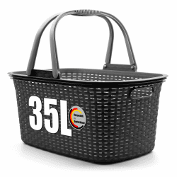 BigDean Wäschekorb mit Henkel 35L Rattan Design – Wäschewanne Made in Germany 1 Stück