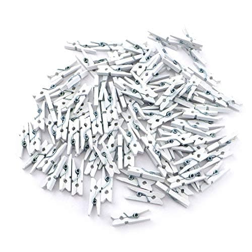 100 kleine süße mini Zierklammern Dekoklammern Klammern Holz Wäscheklammern Miniklammern Holzklammern Natur Weiss 2,5cm (SD-DK-100-White)