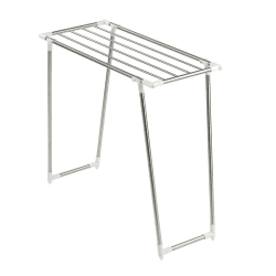 WENKO Wäschetrockner Profi Single, extra schmaler, platzsparender Wäscheständer mit 5,50 m Trockenlänge, auch für Balkon und Badewanne geeignet, aus rostfreiem Edelstahl, 87 x79 x 39 cm, Matt 79 x 39 x 87 cm