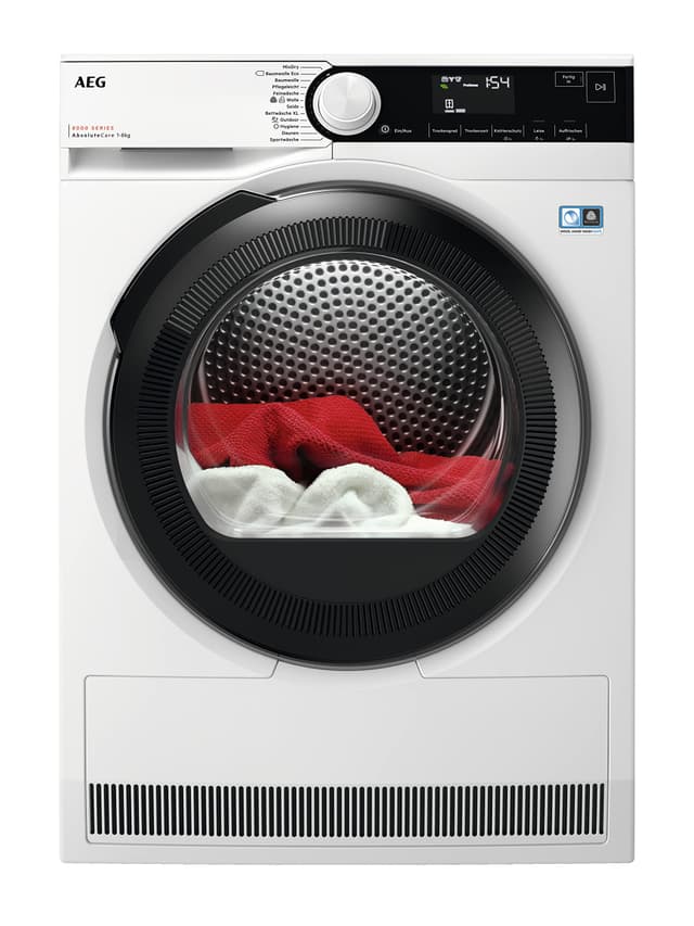 AEG Wärmepumpentrockner 8 kg, Serie 8000: AbsoluteCare Wolle- und Seidetrocknung, Testsieger der Stiftung Warentest, Energiekl. C, Energiesparend, Trommelbeleuchtung, Knitterschutz, TR8T70680 Serie 8000 EEKL C | 8kg STIWA