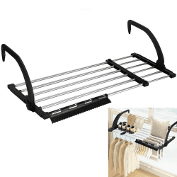 REFORUNG 1 Stück Heizkörper Wäschetrockner Edelstahl Wäscheständer Heizung 62-110cm Balkonwäschetrockner Ausziehbar Wäschehänger Balkon Hängewäschetrockner Klappbar Heizkörpertrockner für Socken