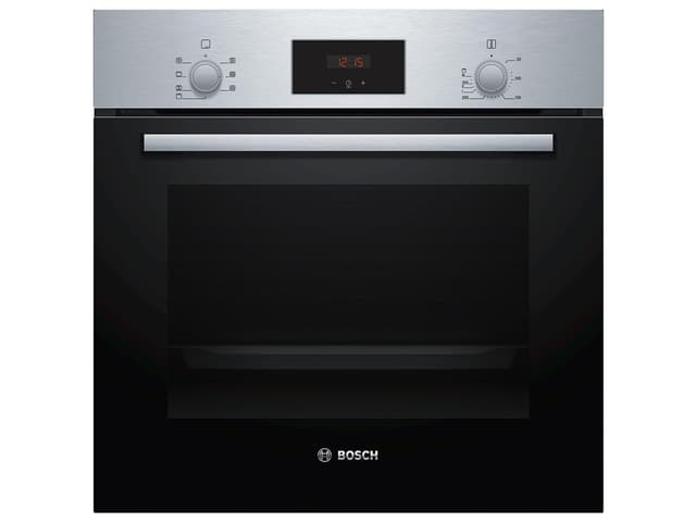 Bosch HBF133BR0 Serie 2 Einbau-Backofen, 60 x 60 cm, EcoClean Direct Reinigungshilfe, 3D Heißluft Backen auf 3 Ebenen, LED-Display, Schnellaufheizung, Kindersicherung, Schwarz, Updated Led | Display Edelstahl Leicht reinigend | ECO - Clean LED | Display