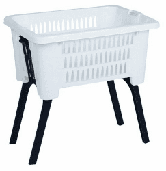 Spetebo Wäschekorb mit klappbaren Füßen 60 x 40 cm - weiß - Stand Wäschebox mit Beinen auf Knopfdruck ausgeklappt - Wäsche Sammler Box Korb stehend Angebot bei HelloDeals