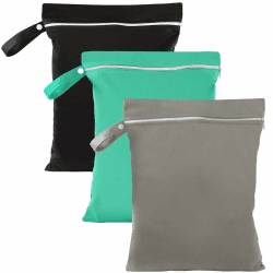 3 Stück Nassbeutel,40 x 30 cmWetbag wasserdichte Wet Bag mit Reißverschluss Wiederverwendbarer Reise Nasssack mit Klein Nasstasche Schwimmen für Badeanzüge/Strandtücher/Windeln（Grau+Grün+Schwarz） Grau, Grün, Schwarz