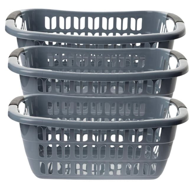 3er Set Große Wäschewanne Grau 55x37x20 cm: Dein Multitalent für Ordnung und Komfort!