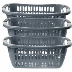 3er Set Große Wäschewanne Grau 55x37x20 cm: Dein Multitalent für Ordnung und Komfort!