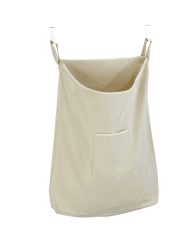 WENKO Über-Tür Wäschesammler Mod. Canguro Beige rostfreien Edelstahlhaken und praktischer Reisverschlussöffnung zur leichten Wäscheentnahme, 65 l Stauraum in einem Fach, (B x H x T): 52 x 81 x 10 cm