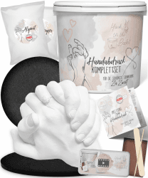 3D Handabdruck Set für Paare Made in Germany mit Sockel Gipsabdruckset Hände Jahrestag Geschenk für Ihn, Pärchen Geschenke Gips Geschenk für Sie, Gipsabdruck Paar Angebot bei HelloDeals