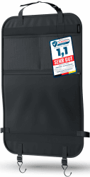 LIONSTRONG® Auto Organizer Kinder Rücksitz schwarz [WASSERDICHT] - Rückenlehnenschutz Auto Kinder universell kompatibel - Autositz Organizer - Sitzschutz Rückenlehne - große Tasche Große Tasche 1 Stück