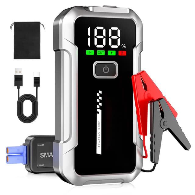 YDBAO Starthilfe Powerbank für pkw 4000A Auto Starthilfe Powerbank für 12V Fahrzeuge (Bis Zu 8,0L Benzin Oder 6,0L Diesel) mit Jumper Bildschirm LED Starthilfekabel für SUV Motorrad Rasenmäher Schwarz
